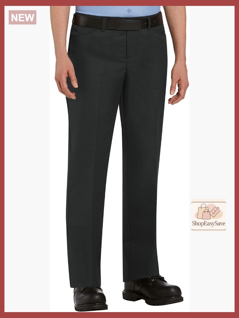 High Rise Straight Leg Work Pants Stretch Fabric Comfort Loose Fit Pockets
